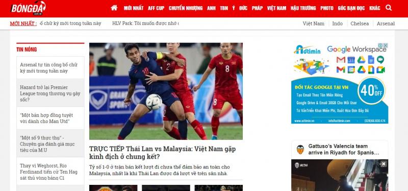Website tin tức thể thao