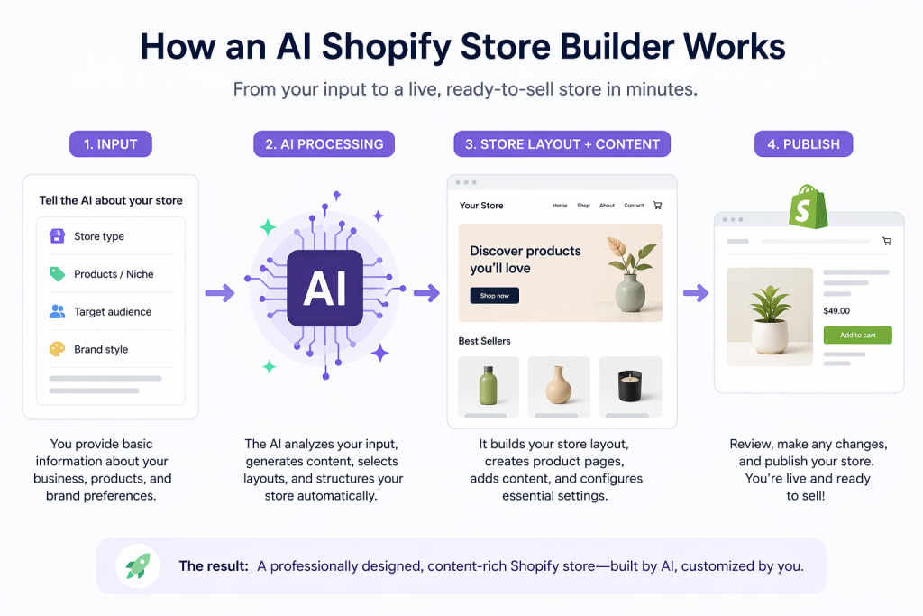 how ai shopify store builder works