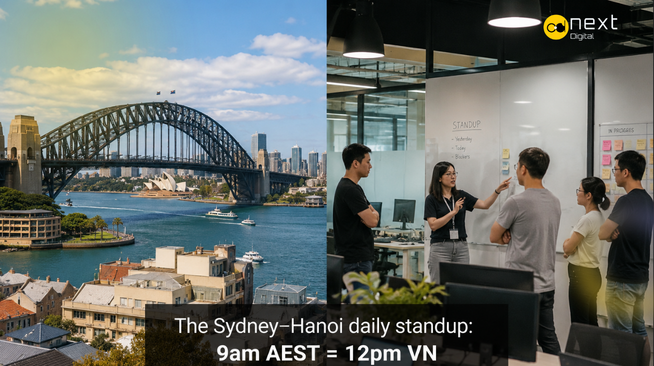 Sydney fintech startup Vietnam development team daily standup